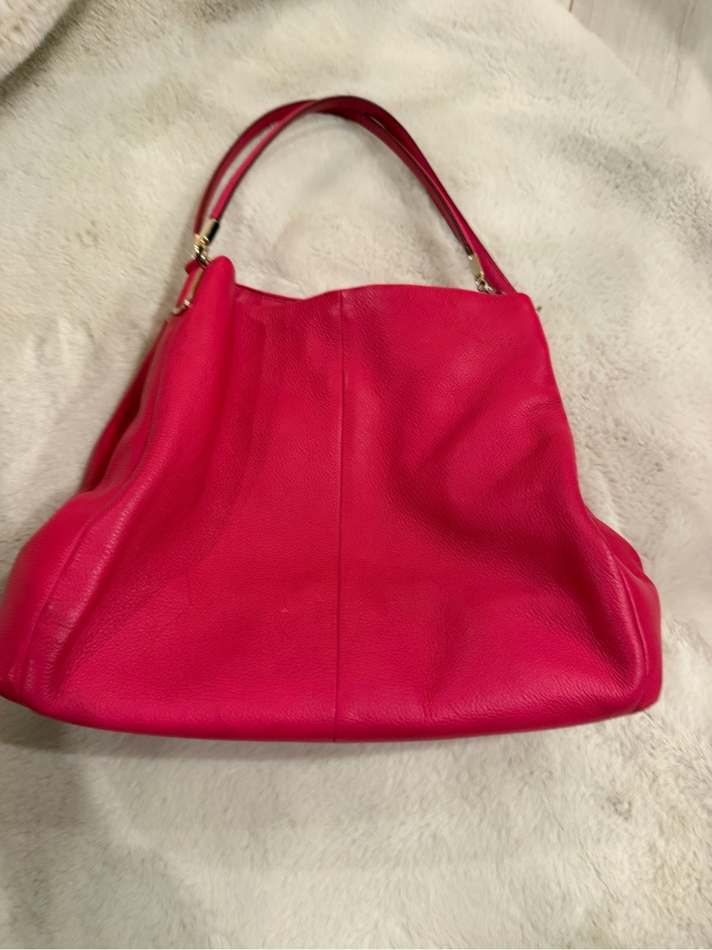 Coach Bright Pink Pebbled Leather Shoulder Bag